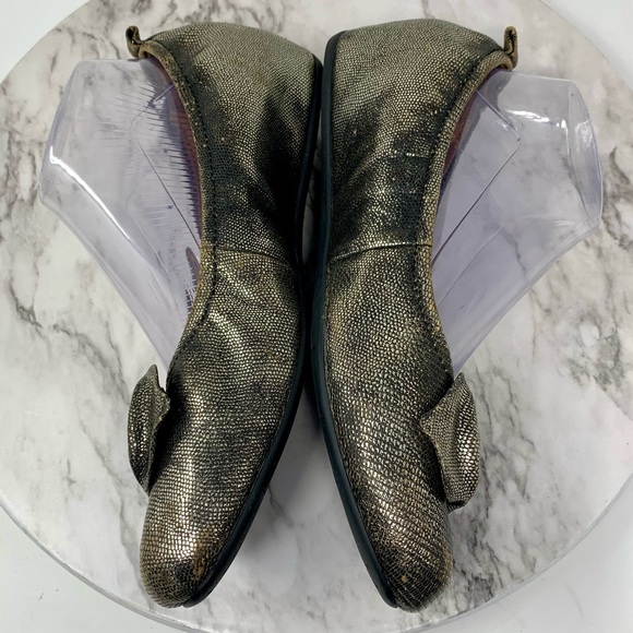 Earthies Rubio Metallic Bow Hidden Wedge Comfort Shoes 9.5 Edgy Artsy Balletcore - Picture 7 of 16